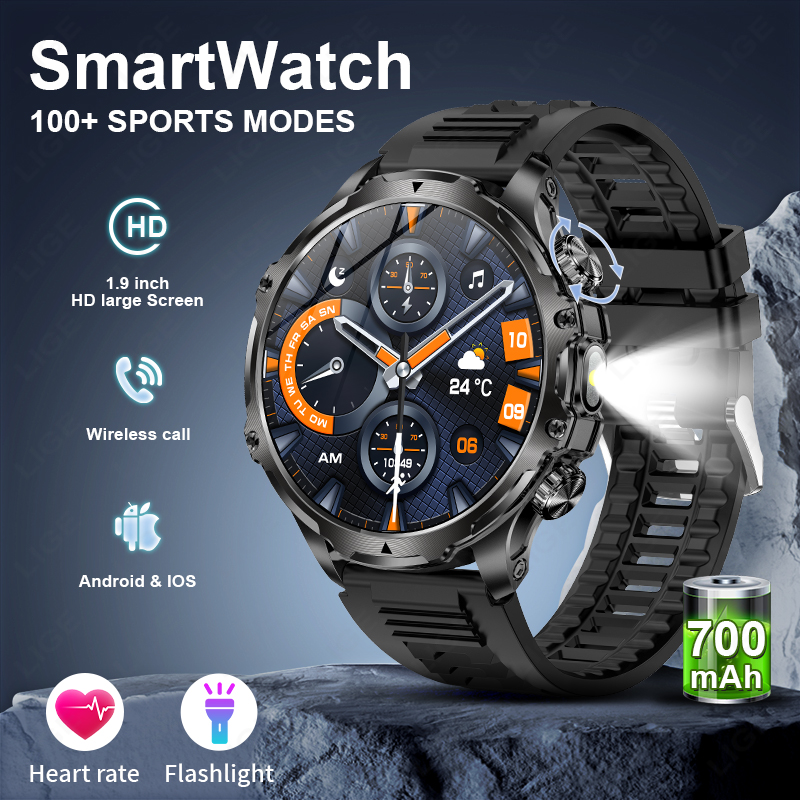 Smartwatch Timex Watches For Men - LIGE Smartwatch العسكرية الرجال 1.9 