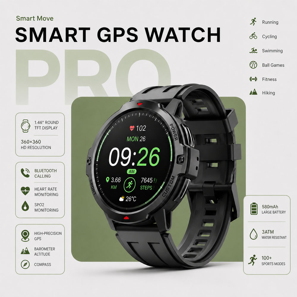 Smartwatch Timex Watches For Men - ساعة ذكية عسكرية جديدة بشاشة 1.46