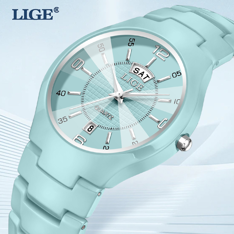 Luxury Ceramic Watch - ساعة نسائية أنيقة من LIGE، ساعة