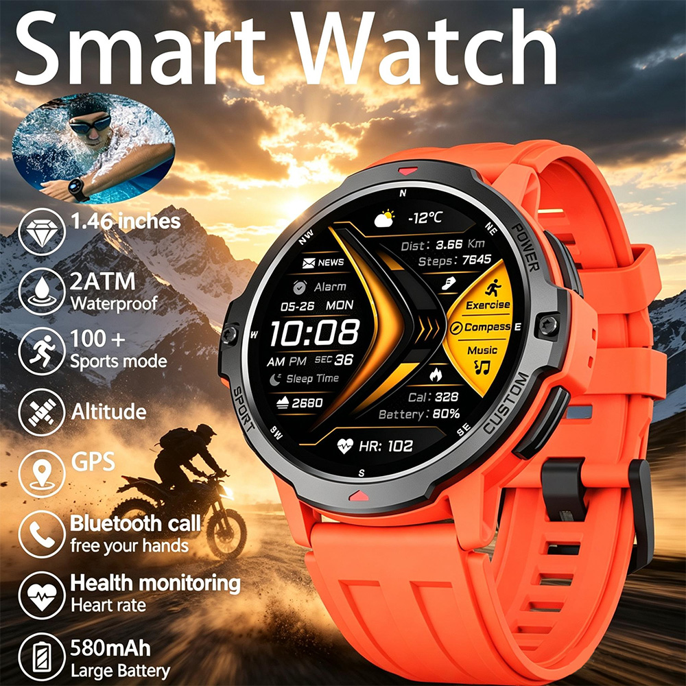 Smartwatch Timex Watches For Men - ساعة ذكية عسكرية جديدة بجيروسكوب سداسي