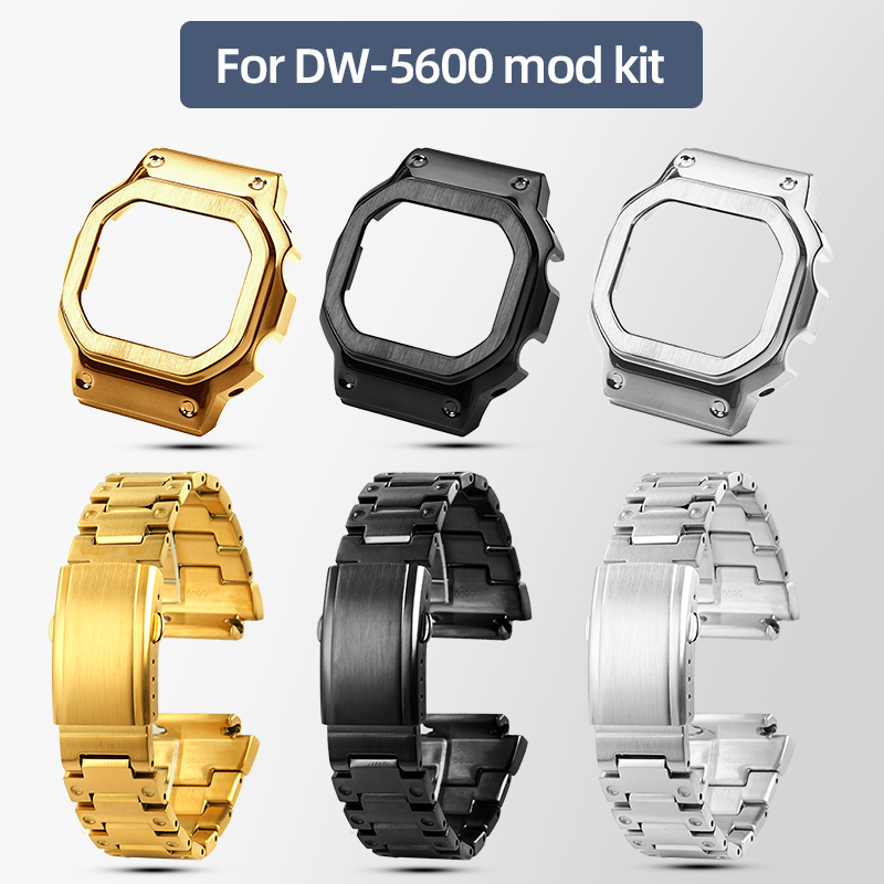Casio Watch G-Shock Dw-5600 - ساعة معدنية حزام طقم عصري ل