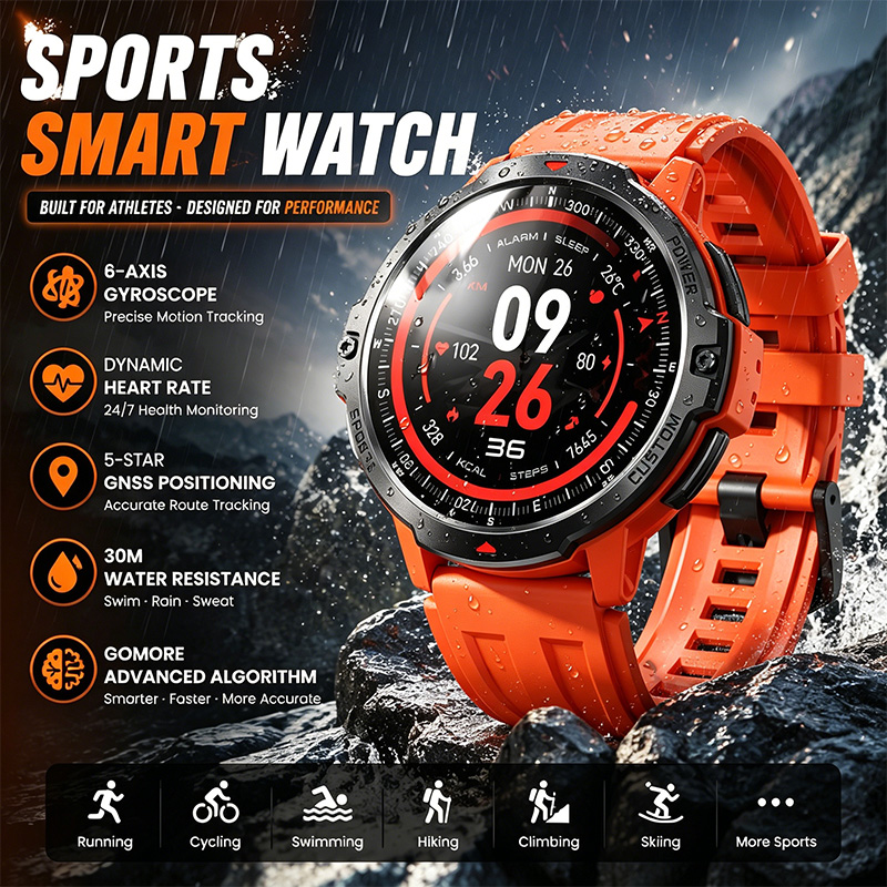 Smartwatch Timex Watches For Men - ساعة ذكية رياضية، تحديد المواقع عبر