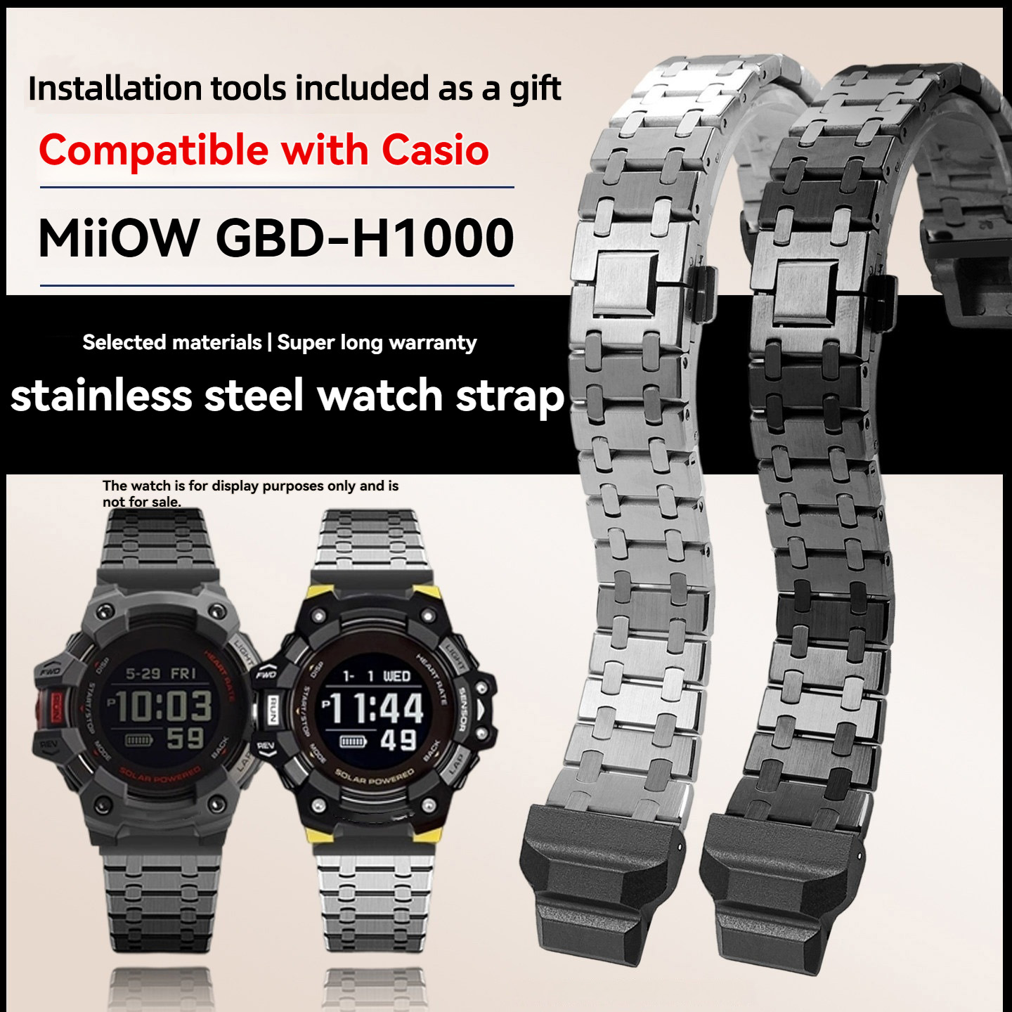 Casio Watches Smartwatch - حزام ساعة من الفولاذ المقاوم للصدأ