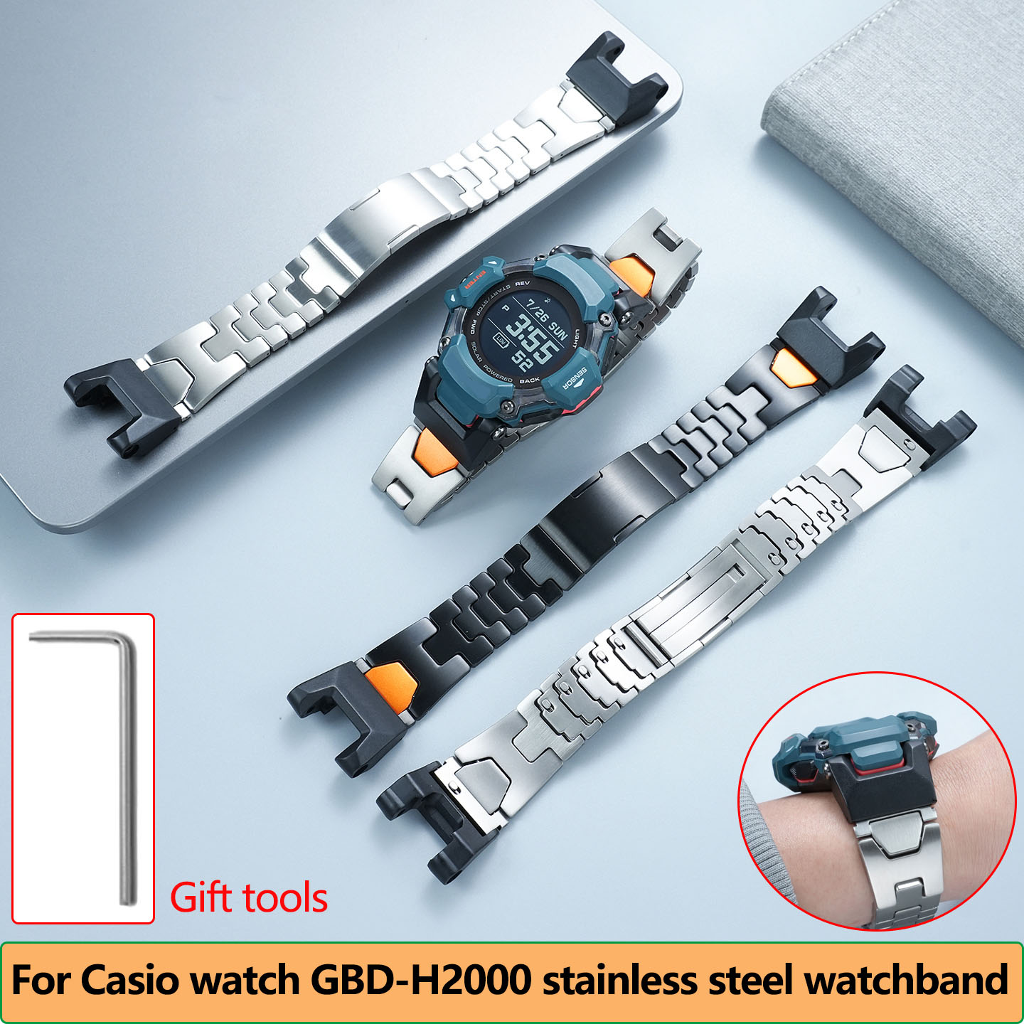 Casio Watches Smartwatch - سوار معدني مقاوم للماء GBD-H2000 لساعة