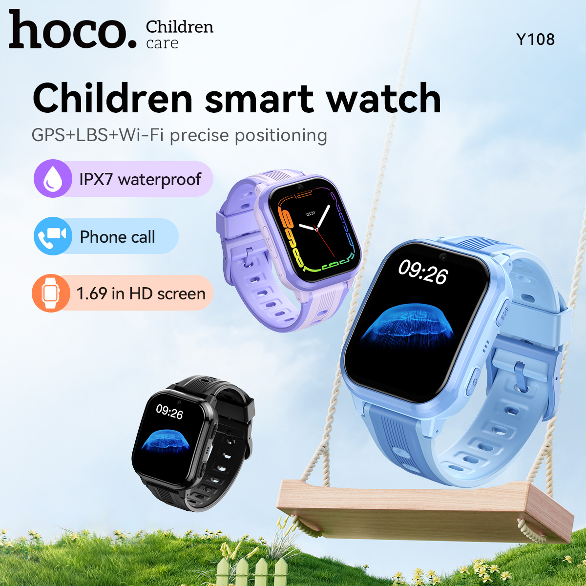 Smartwatch Watches For Kid Boy Waterproof - ساعة ذكية للأطفال HOCO Y108 بشاشة