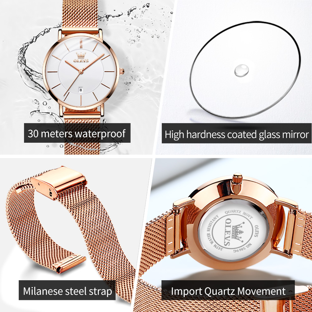 OLEVS ساعة نسائية 5869 أنيقة م - مراجعة Analog Quartz Watch وسعره