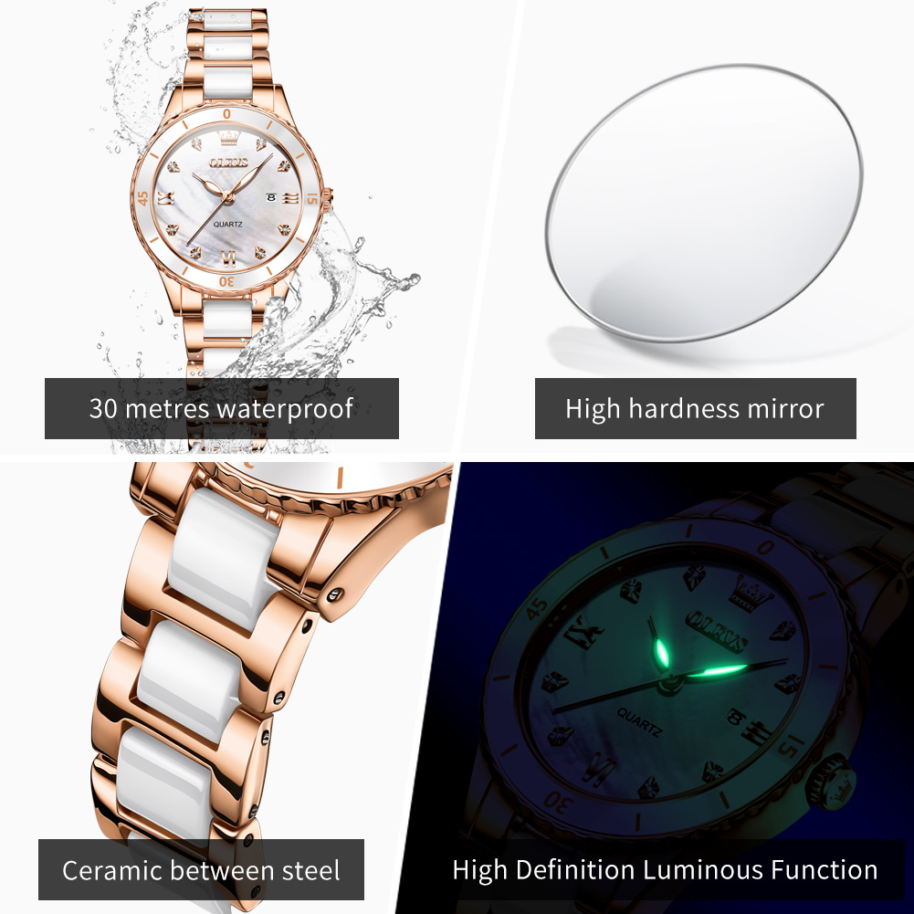 ساعات OLEVS 9985 كوارتز للنساء - مراجعة Luxury Ceramic Watch وسعره