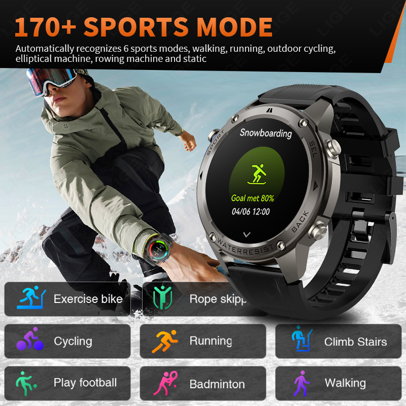 ساعة ذكية عسكرية فائقة الجودة  - مراجعة Smartwatch Watches For Men وسعره