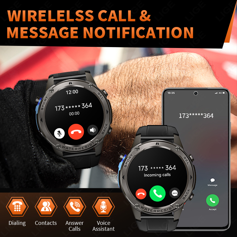 ساعة ذكية عسكرية فائقة الجودة  - مراجعة Smartwatch Watches For Men وسعره