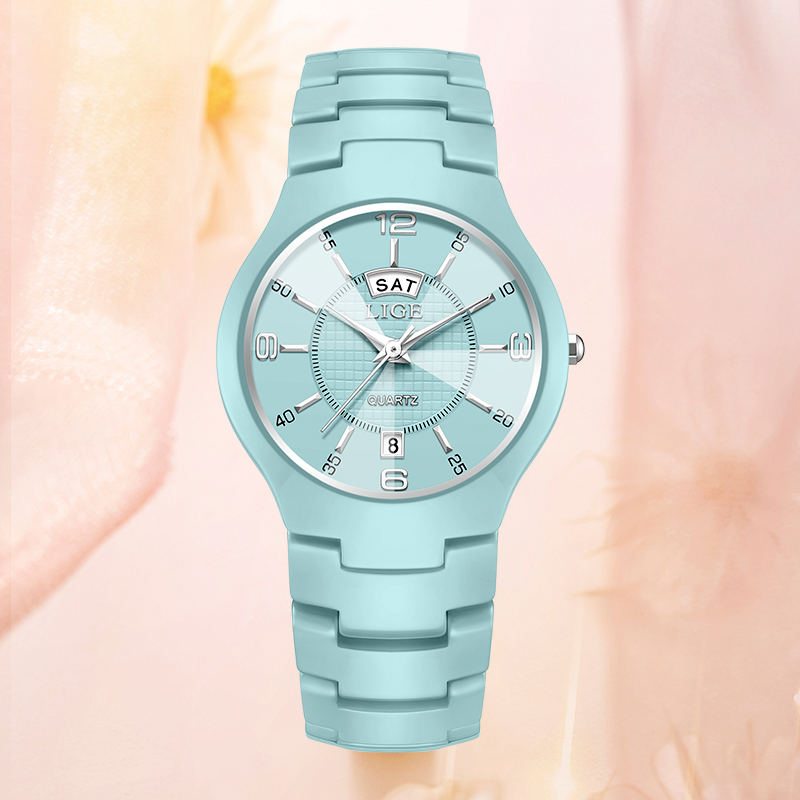 ساعة نسائية أنيقة من LIGE، ساع - مراجعة Luxury Ceramic Watch وسعره