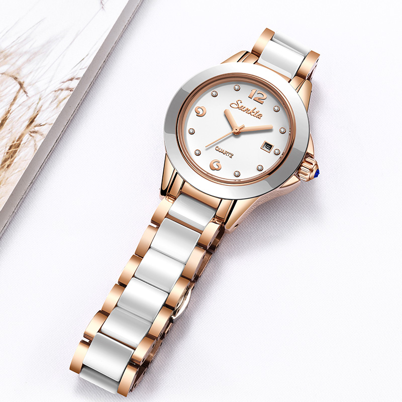 ساعة Sunkta كاجوال كوارتز نسائ - مراجعة Luxury Ceramic Watch وسعره