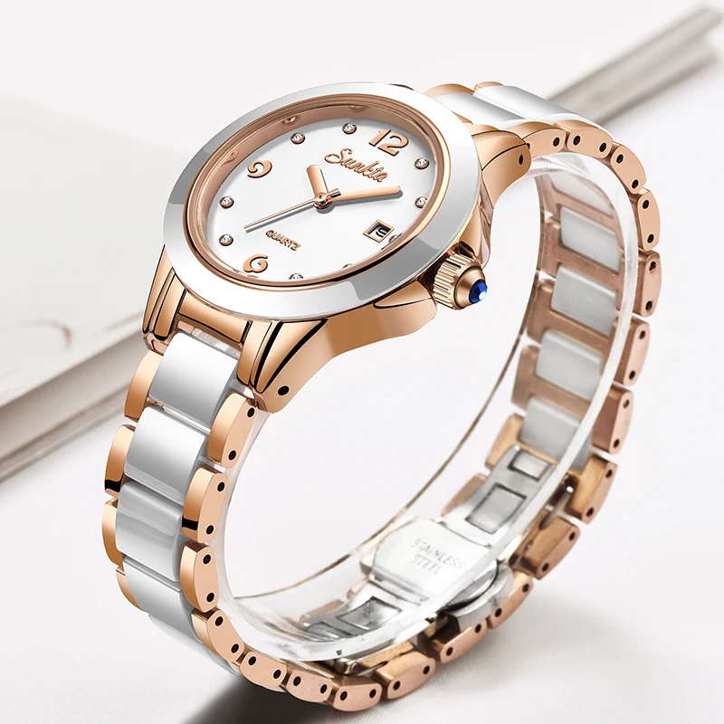 ساعة Sunkta كاجوال كوارتز نسائ - مراجعة Luxury Ceramic Watch وسعره
