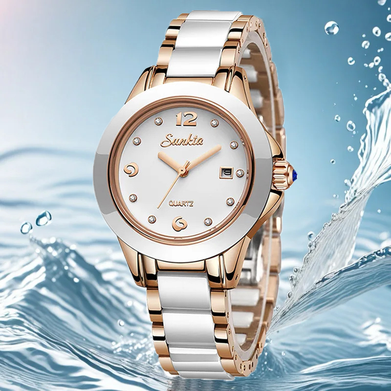 ساعة Sunkta كاجوال كوارتز نسائ - مراجعة Luxury Ceramic Watch وسعره