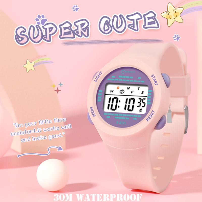 ساعة إلكترونية مقاومة للماء لل - مراجعة Smartwatch Pink Watches For Kids وسعره
