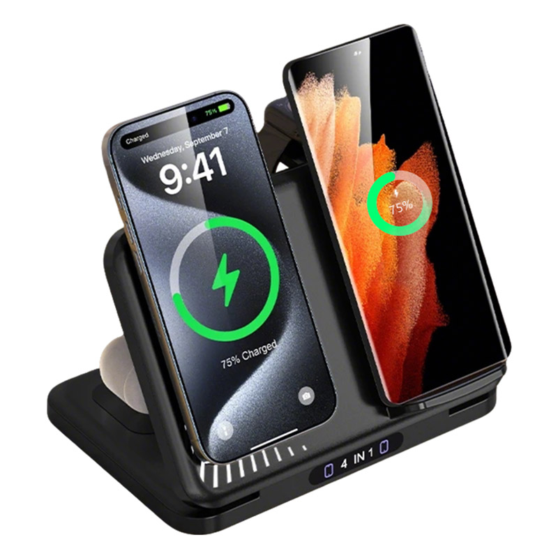 4 في 1 حامل شاحن لاسلكي مزدوج  - مراجعة Smartwatch Watches For Iphone وسعره