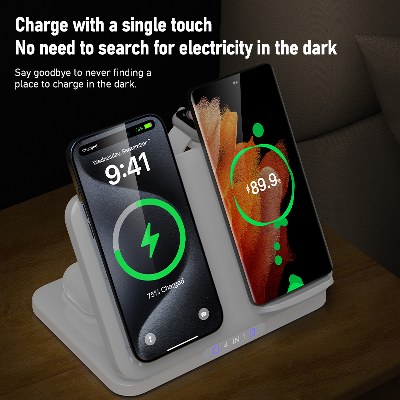 4 في 1 حامل شاحن لاسلكي مزدوج  - مراجعة Smartwatch Watches For Iphone وسعره