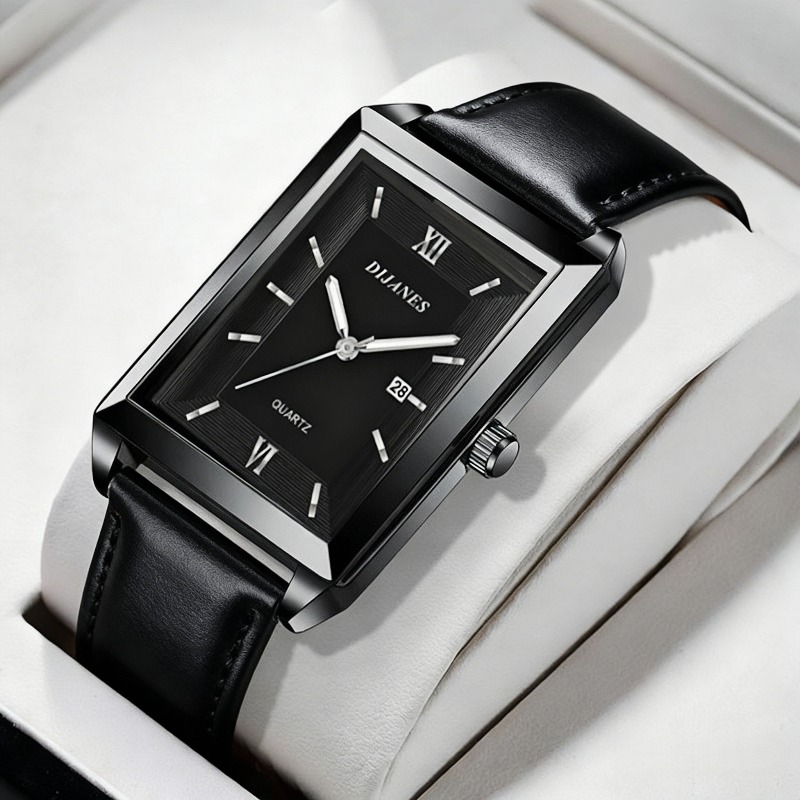 ساعات رجالية جلدية كاجوال بتصم - مراجعة Watches Not Smartwatch وسعره