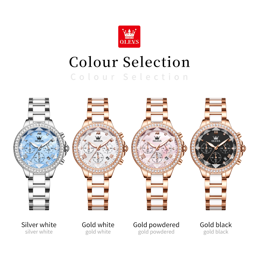 ساعة OLEVS 9999 للسيدات، ساعة  - مراجعة Luxury Ceramic Watch وسعره