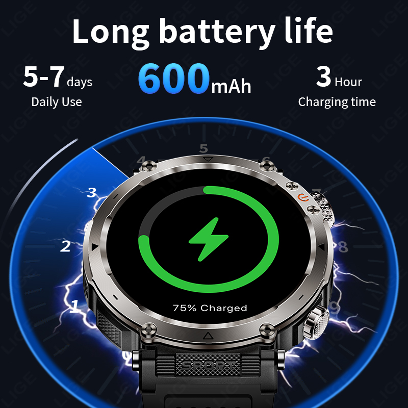 ساعة ذكية عسكرية جديدة للرجال  - مراجعة Smartwatch Watches For Men وسعره
