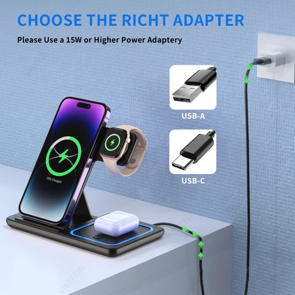 محطة شحن لاسلكية قابلة للطي 3  - مراجعة Smartwatch Watches For Iphone وسعره