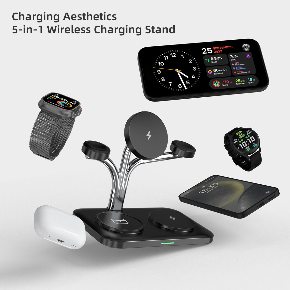 شاحن لاسلكي مغناطيسي 5 في 1 ها - مراجعة Smartwatch Watches For Iphone وسعره