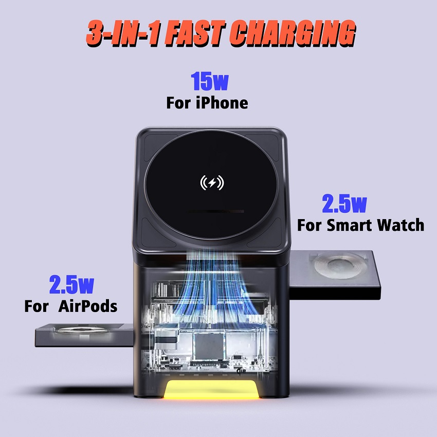 شاحن لاسلكي مغناطيسي 3 في 1 قا - مراجعة Smartwatch Watches For Iphone وسعره