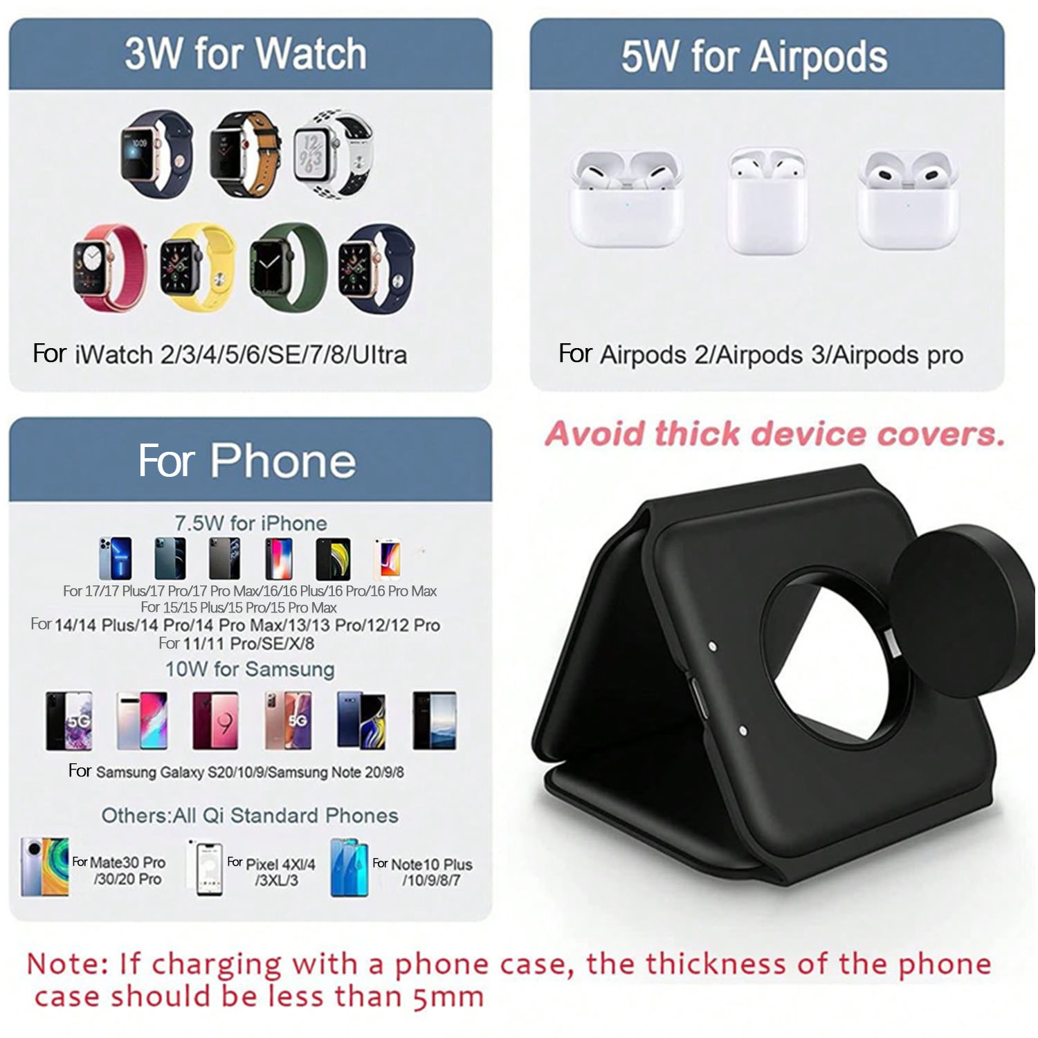 محطة شحن لاسلكية 3 في 1 مع شحن - مراجعة Smartwatch Watches For Iphone وسعره
